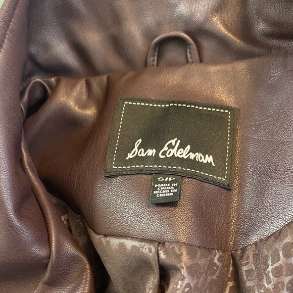 Sam Edelman Mocha Brown Faux Leather Mixed Media Moto Jacket - Picture 9 of 9